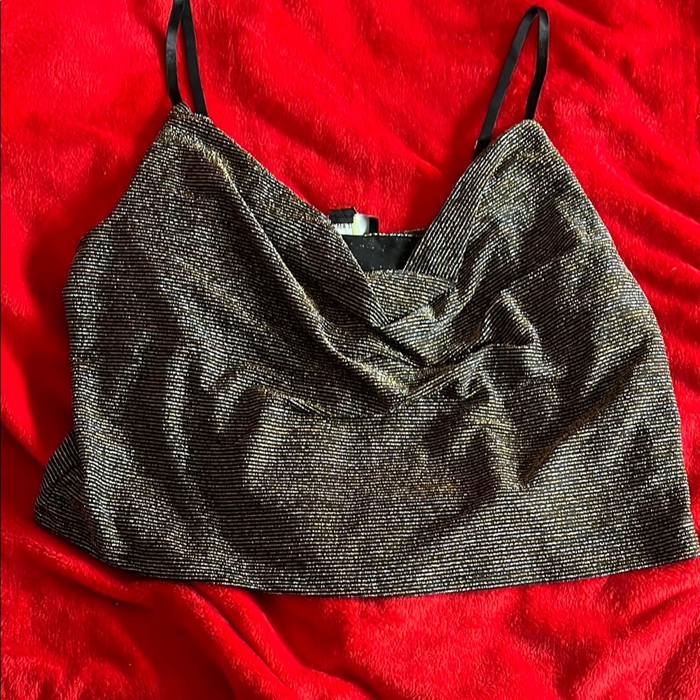 Forever 21 Black and Gray Sleeveless Crop Camisole
